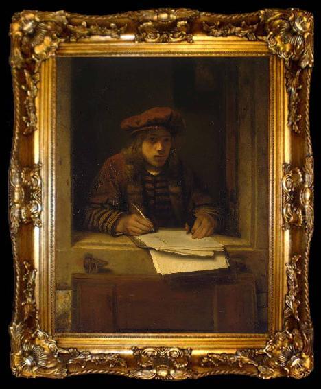 framed  Samuel Dircksz van Hoogstraten Self portrait, ta009-2